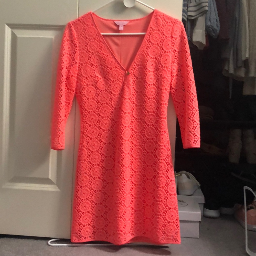 Lilly Pulitzer neon coral dress